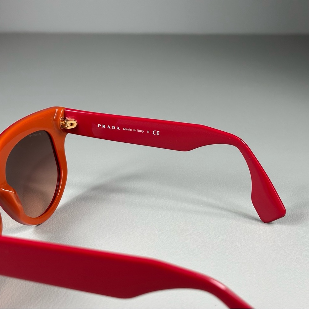 Prada SPR 07Q Oversized Cat Eye Red / Orange Sunglasses - Picture 6 of 8